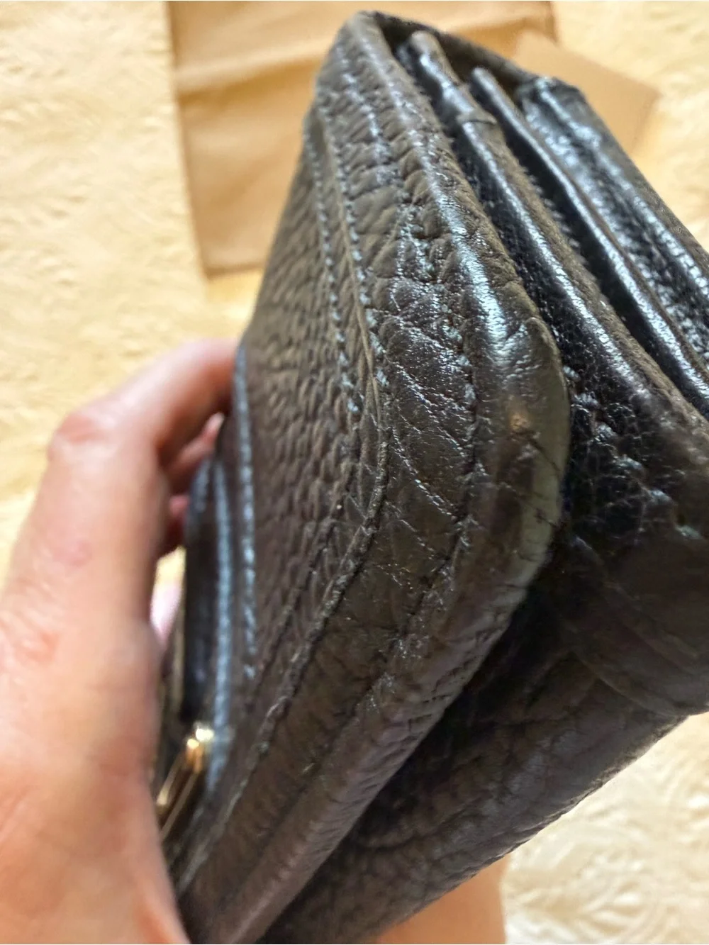 Burberry Black Pebbled Leather Long Wallet